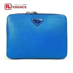 Prada Triangle Logo Plat Backpack Saffiano Leather Blue